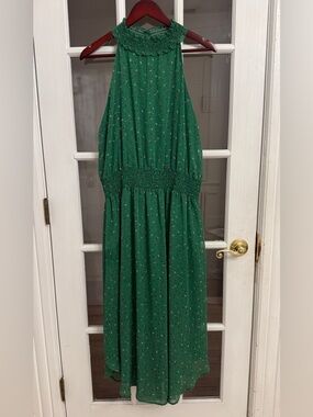 WEST KEI Women’s Green Floral Print Sleeveless Smocked Waist Maxi Dress Size XL